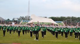 Klub binaan FORMI Kab. Sidoarjo membawakan Senam Poco-Poco Nusantara secara serempak