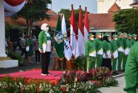 Prosesi upacara pelepasan kontingen Jatim FORNAS VI Tahun 2022 oleh Gubernur Jatim