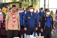 Hadi Sutjipto Ketua Umum KORMI Kab. Sidoarjo (kanan), Hudiyono Ketua Umum KORMI Prov. Jatim (tengah) mengikuti kegiatan Tasyakuran dan Pembubaran Kontingen KORMI Kabupaten Sidoarjo FORNAS VI Sumatera Selatan Tahun 2022