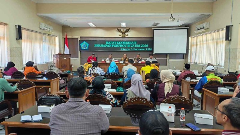 Rapat koordinasi di ruang rapat Delta Karya dipimpin Ketua KORMI Kab. Sidoarjo MG Hadi Sutjipto.